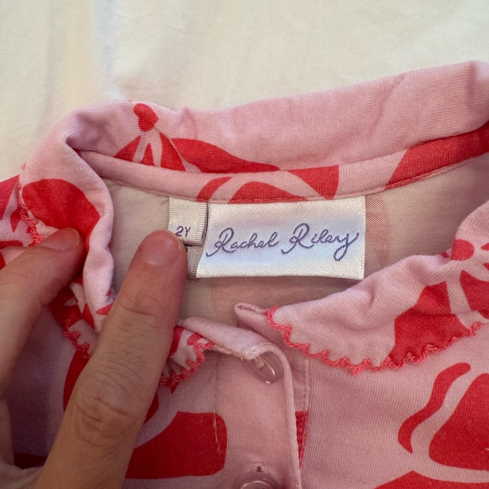 Rachel Riley Pink Dress with Red Bow Pattern - Picture 2 of 3